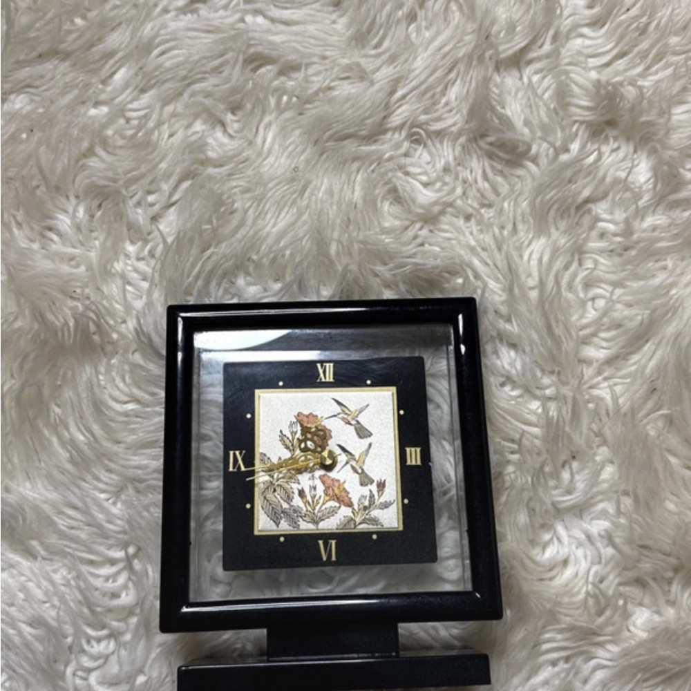 Vintage Black & Glass Quartz Clock | Gold Roman Numerals